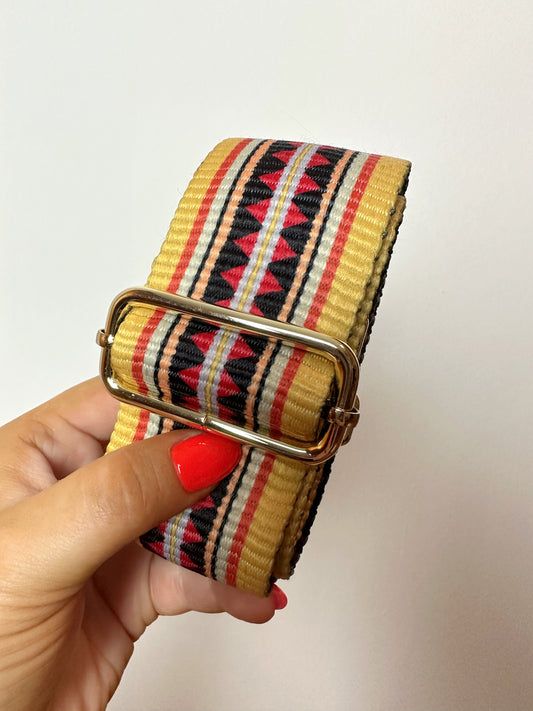 Amber Bag Strap - Yellow & Red Aztec